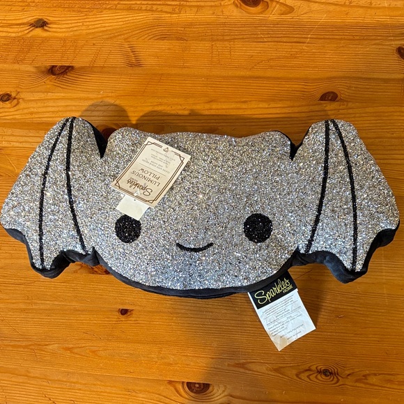 sparkles home Other - Silver Glitter Bat Pillow